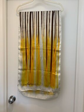 Jean Paul Gauthier vintage Yellow & Brown Abstract Silk Scarf